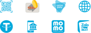 Fly88 hỗ trợ thanh toán qua ngân hàng và ví điện tử như Momo, ZaloPay, ViettelPay